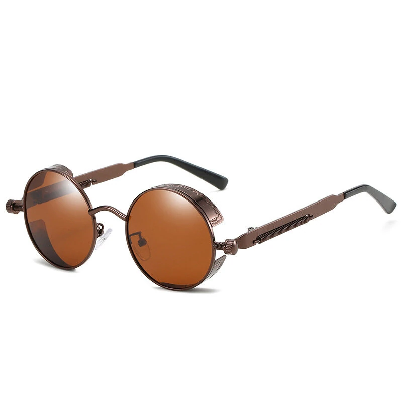 Men's Polarized Sunglasses Round Gothic Steampunk Sunglasses Men Vintage Metal Clear Lens Glasses Spring Hinge Oculos UV400 Lunette (image for) Men's Polarized Sunglasses Round Gothic Steampunk Sunglasses Men Vintage Metal Clear Lens Glasses Spring Hinge Oculos UV400 Lunette
